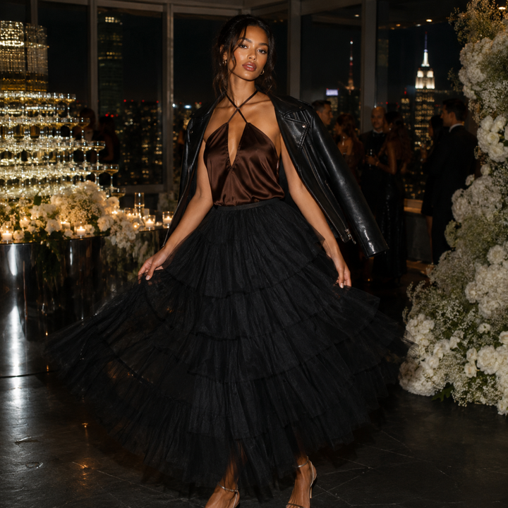 Midnight Reverie Tiered Tulle Skirt