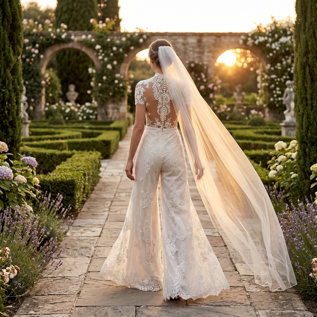 Pearl Union Ivory Whispering Meadow Lace Bridal Jumpsuit