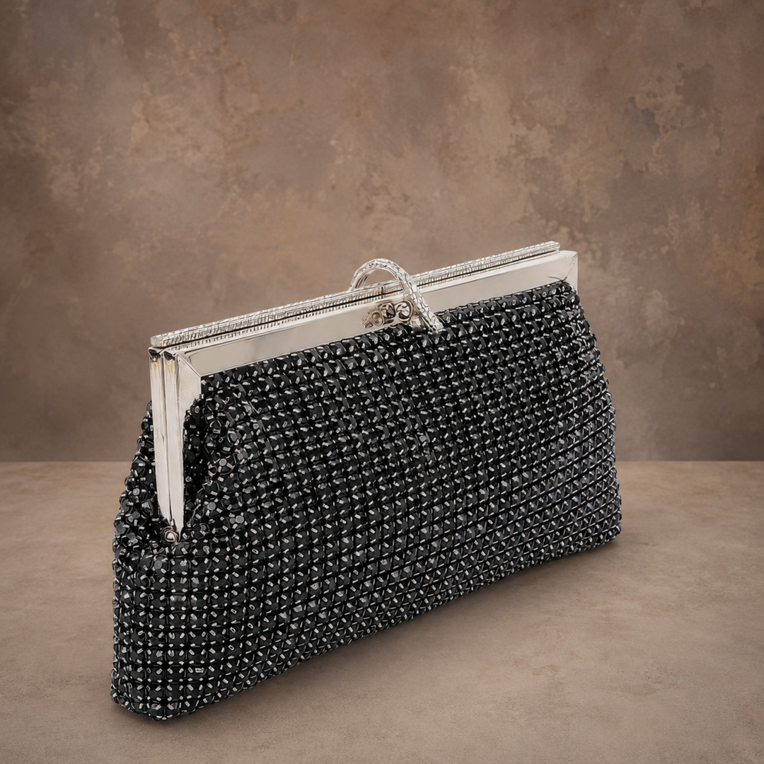 Midnight Noir Crystal Clutch – Black Tie Evening Bag