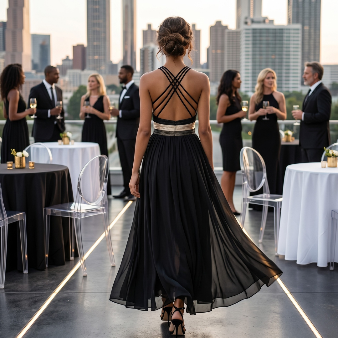 Midnight Champagne Reverie Maxi Dress