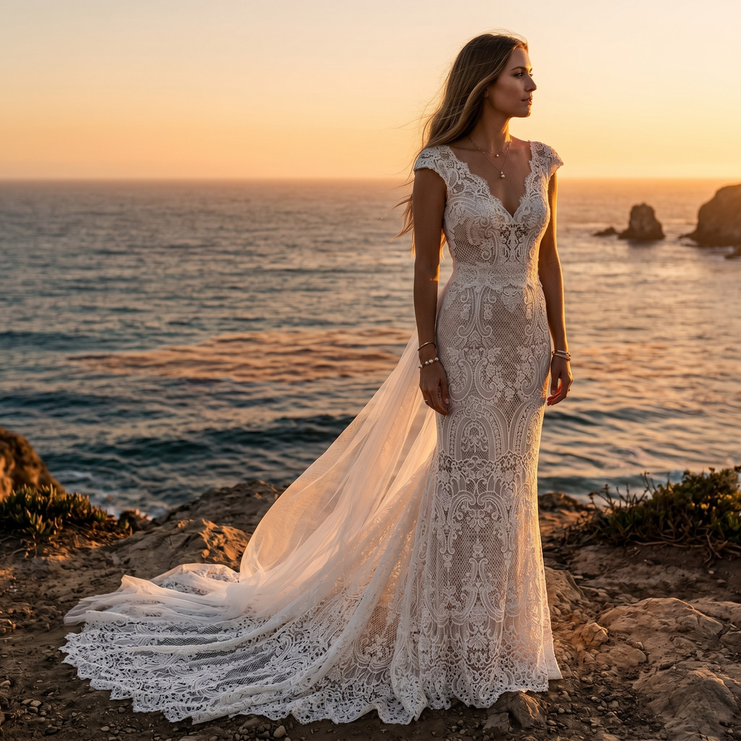 Pearl Union Tidewater Lace Mermaid Bridal Gown