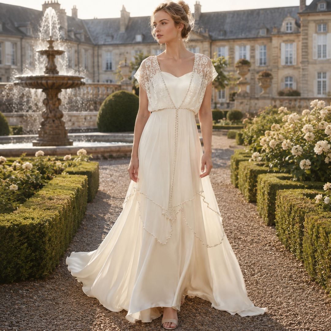 Willow Reverie Ivory Satin Garden Bridal Gown
