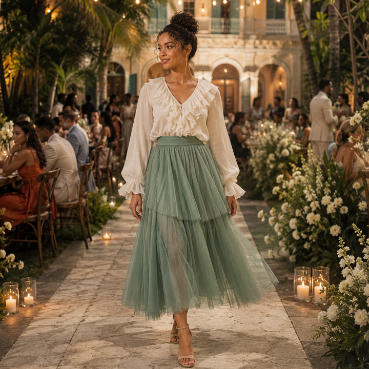 Sage Garden Layered Tulle Skirt