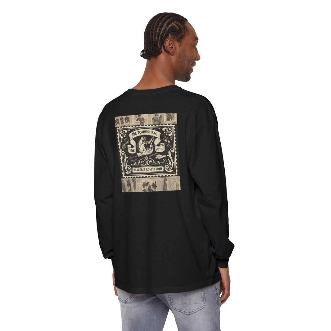 Road Trip Tales – Classic Storybook Edition — Unisex Garment-dyed Long Sleeve T-Shirt (Black)