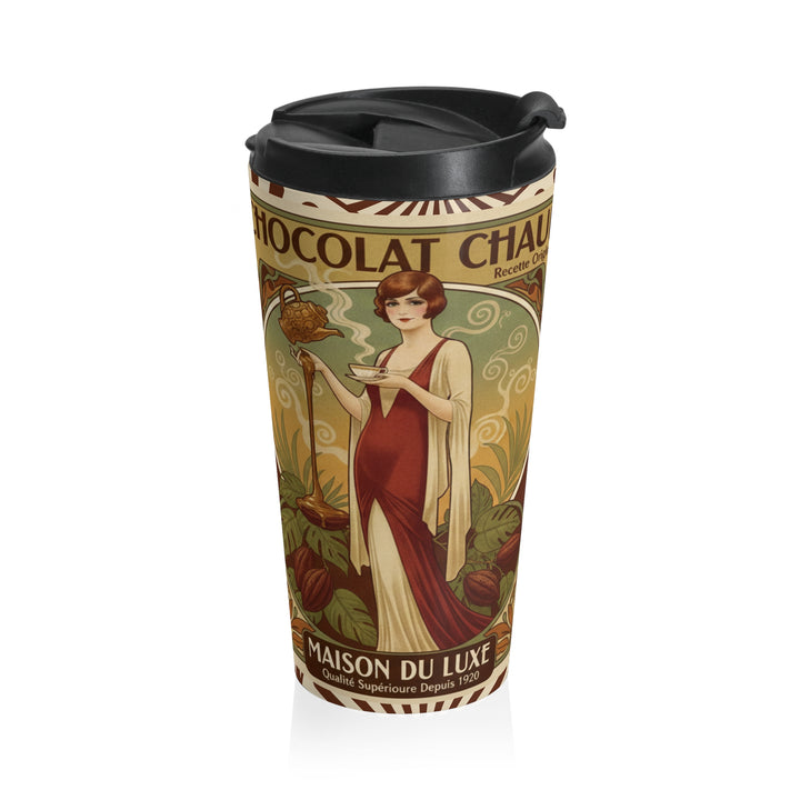 Chocolat Chaud Élégance Travel Mug | Vintage French Hot Chocolate Art Cup