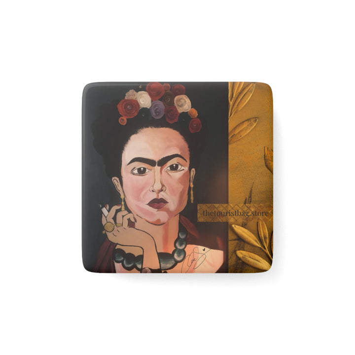 Frida by Aura – Eternal Marigold  Porcelain Magnet – 2” Square  Art Keepsake product image from The Tourist Bag