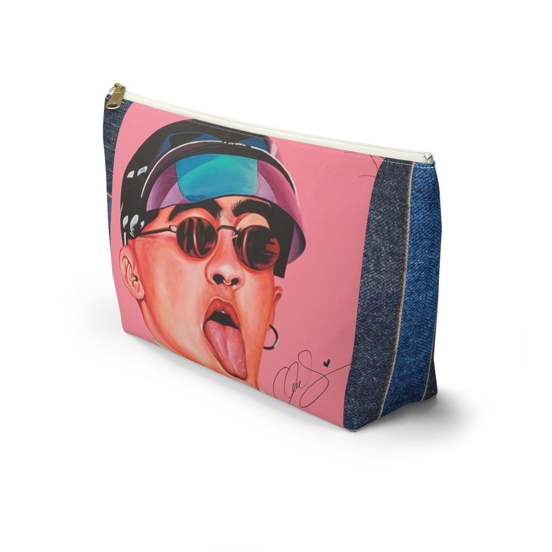 Signature Portrait - Jean Patch Accessory Pouch w T-bottom (Inspired by Bad*Bunny)