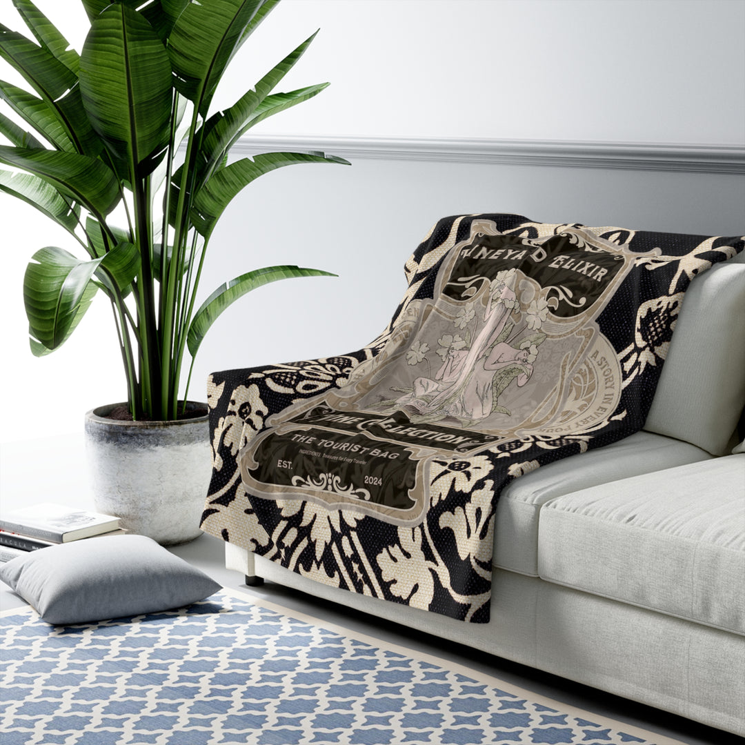 Vineyard Elixir Noir Sherpa Fleece Blanket | Vintage Vineyard Cozy Throw(50 x 60)