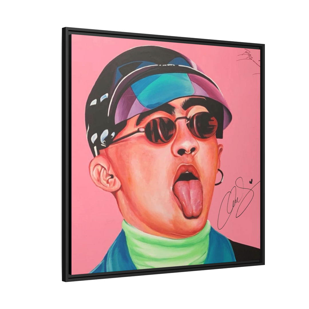 Signature Portrait Matte Canvas, Framed (Black) (Inspired by Bad*Bunny)