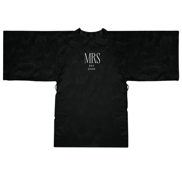 Midnight Union Bridal Kimono Robe  —  Mrs Est 2026 Black Tie Wedding Getting Ready Robe