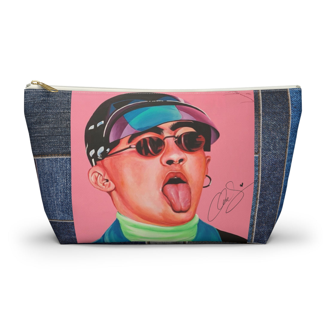 Signature Portrait Jean Patch Accessory Pouch w T-bottom (Inspired by BadBunny) product image from The Tourist Bag