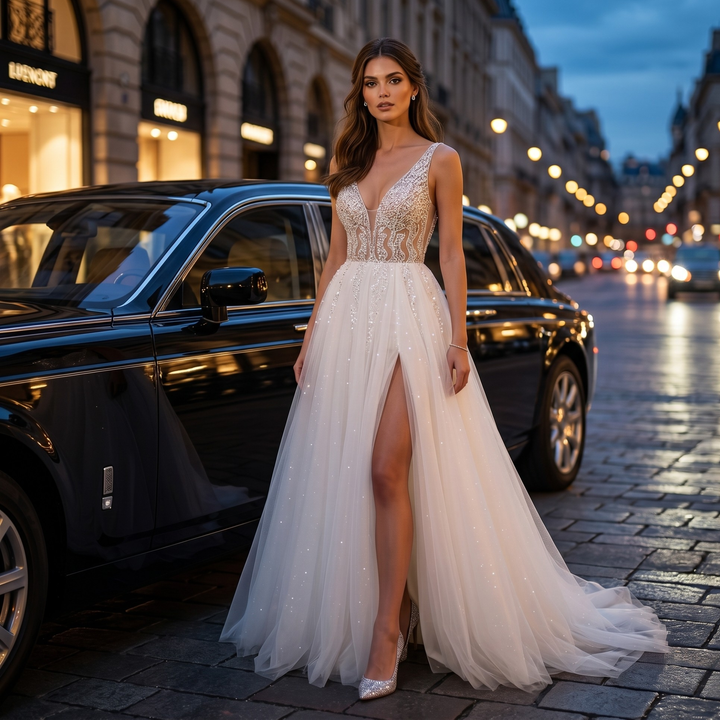 Pearl Union Crystal Skyline Beaded Bridal Gown