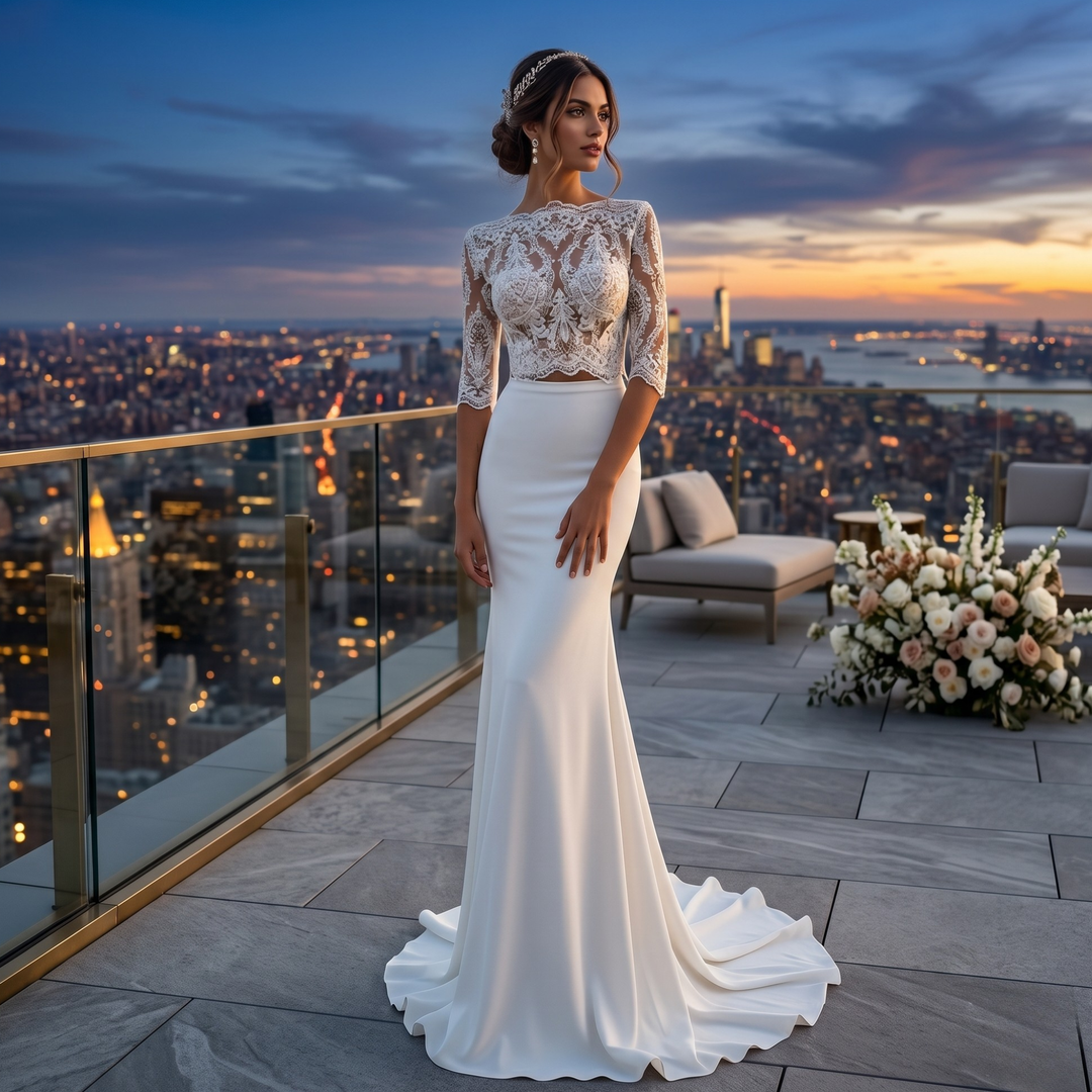 Pearl Union Verona Illusion Lace Mermaid Bridal Gown