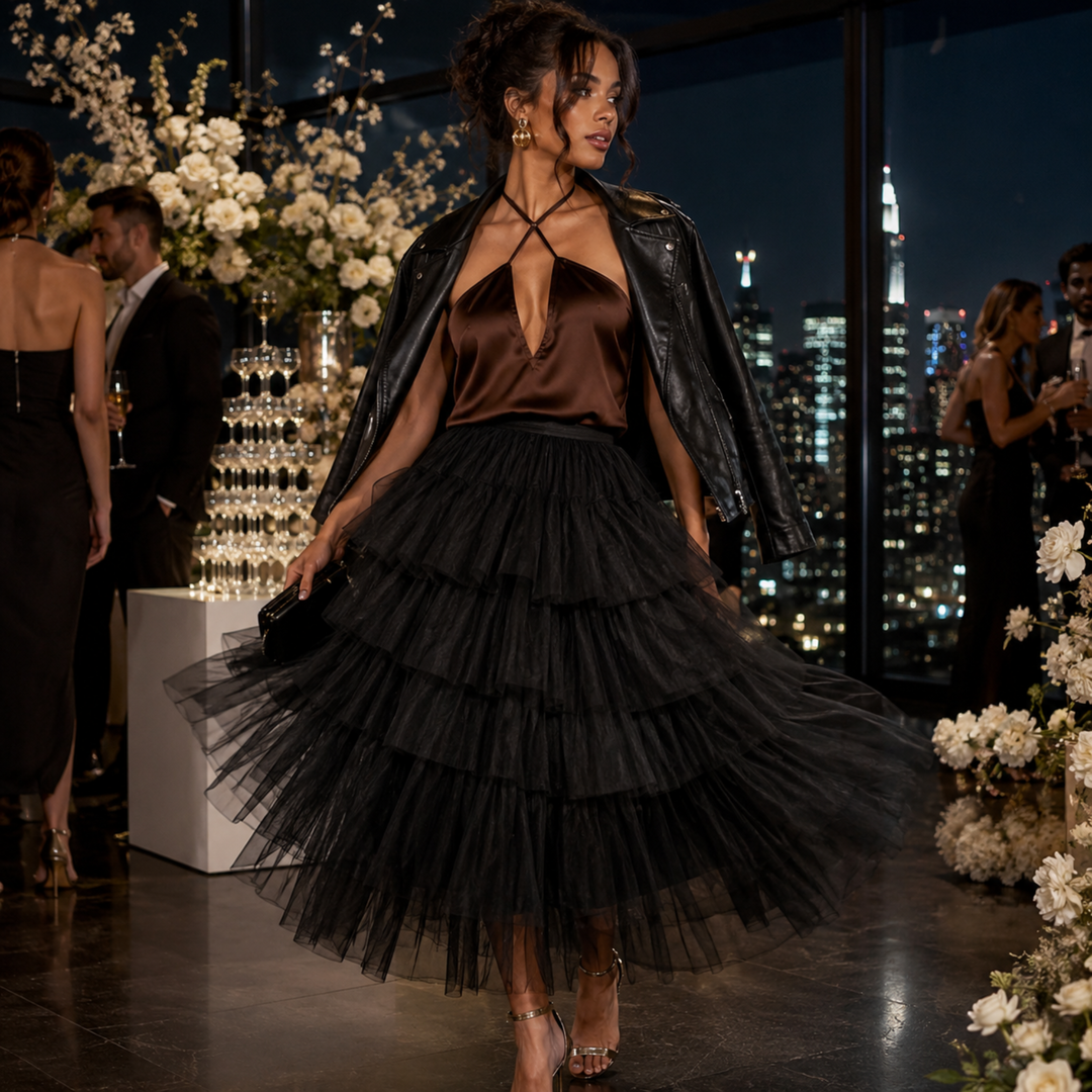 Midnight Reverie Tiered Tulle Skirt