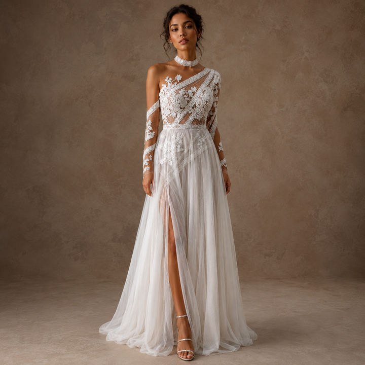 Amalfi Moonlight Lace Bridal Gown