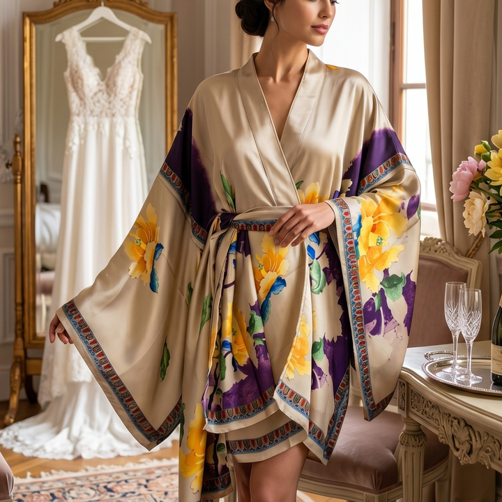 Champagne Peony Kimono Robe