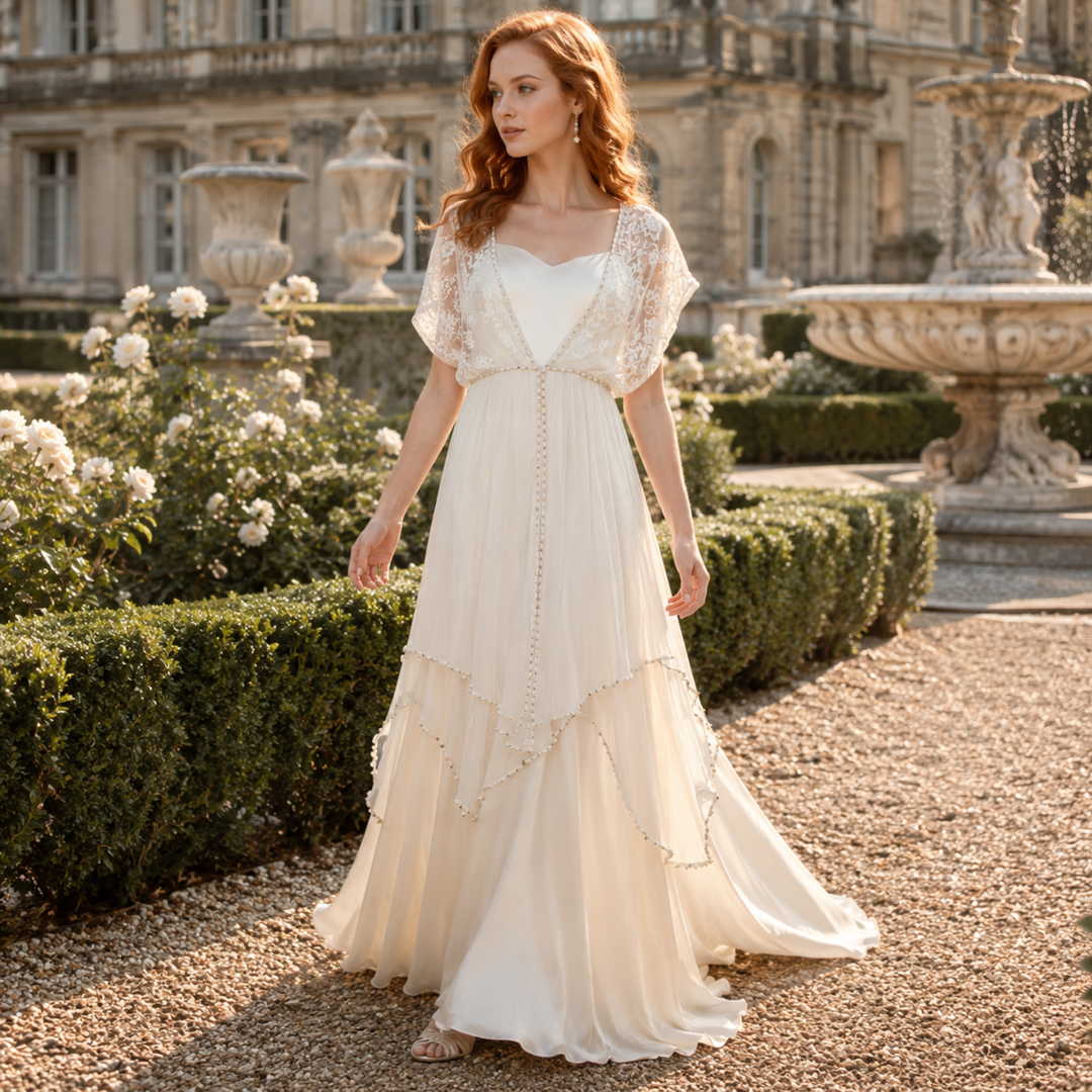 Willow Reverie Ivory Satin Garden Bridal Gown