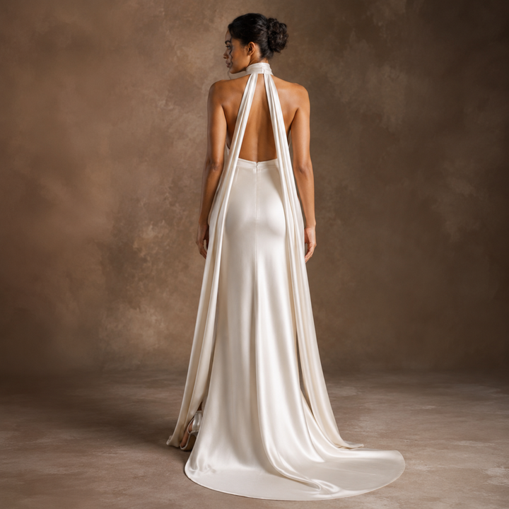 Midnight Atelier Halter Satin Bridal Gown
