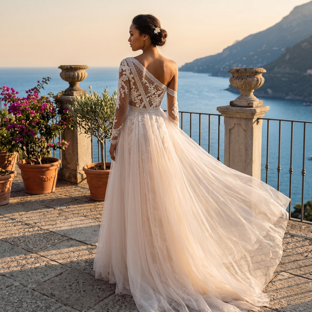 Pearl Union Amalfi Moonlight Lace Bridal Gown