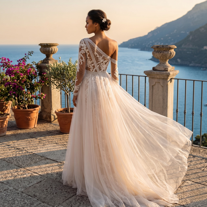 Pearl Union Amalfi Moonlight Lace Bridal Gown