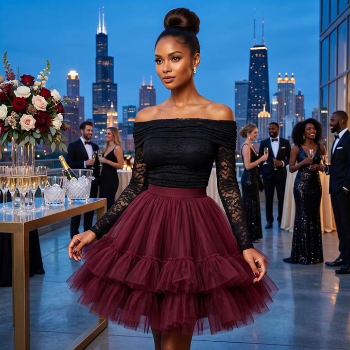 Crimson Promise Burgundy Couture Tulle Skirt