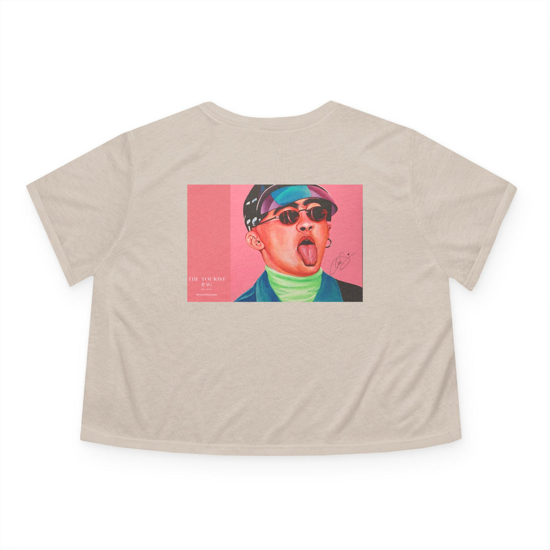 Signature Portrait Women's Flowy Cropped Tee (Inspired by Bad*Bunny)
