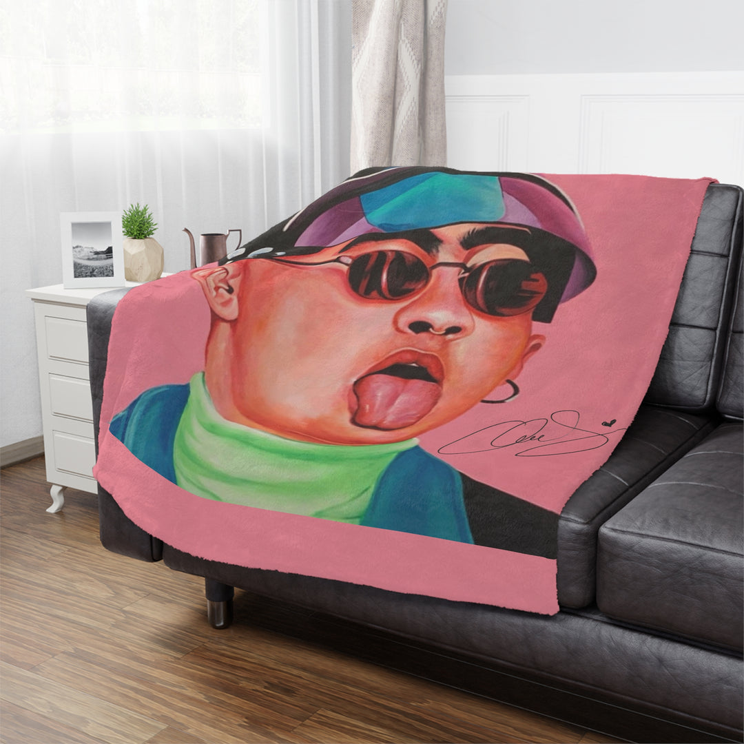Signature Portrait - Minky Blanket (Inspired by Bad*Bunny)