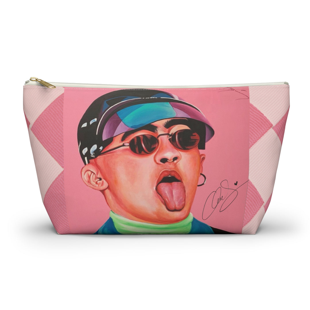 Signature Portrait - Pink Checkers Accessory Pouch w T-bottom (Inspired by BadBunny) product image from The Tourist Bag