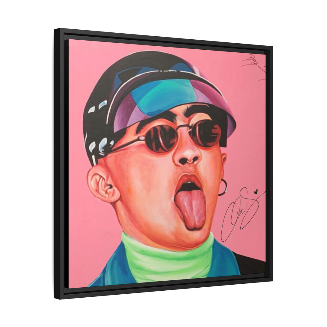 Signature Portrait Matte Canvas, Framed (Black) (Inspired by Bad*Bunny)