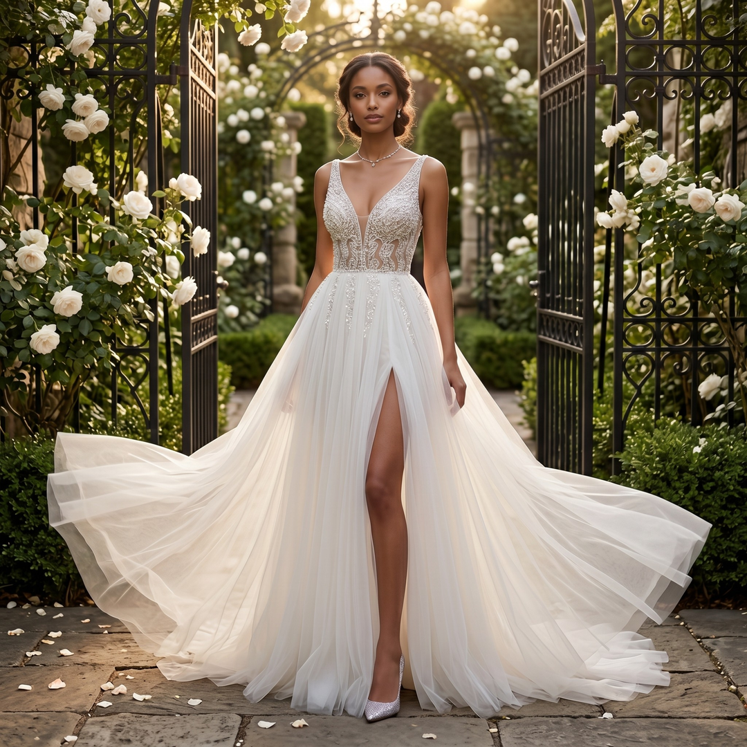 Pearl Union Crystal Skyline Beaded Bridal Gown