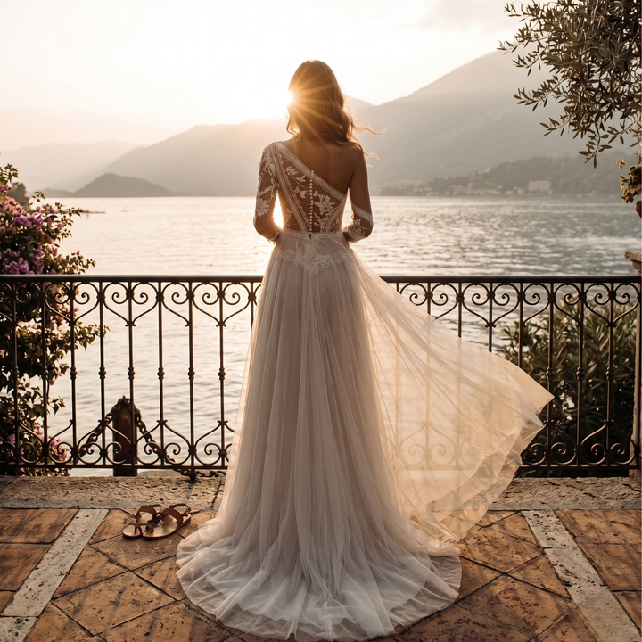 Pearl Union Amalfi Moonlight Lace Bridal Gown