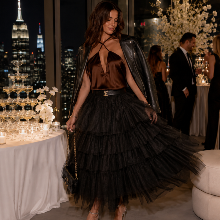 Midnight Reverie Tiered Tulle Skirt
