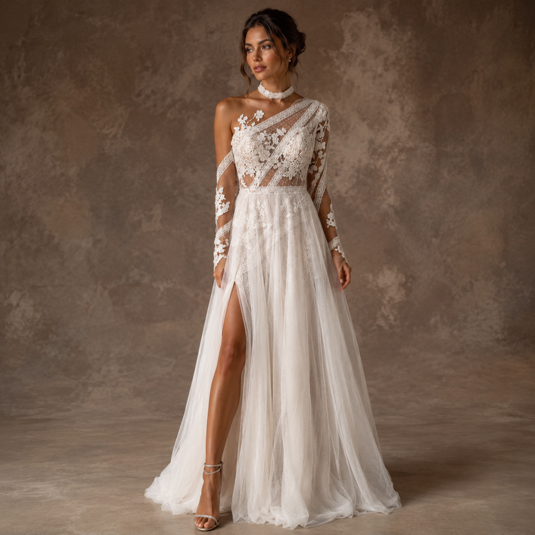 Amalfi Moonlight Lace Bridal Gown