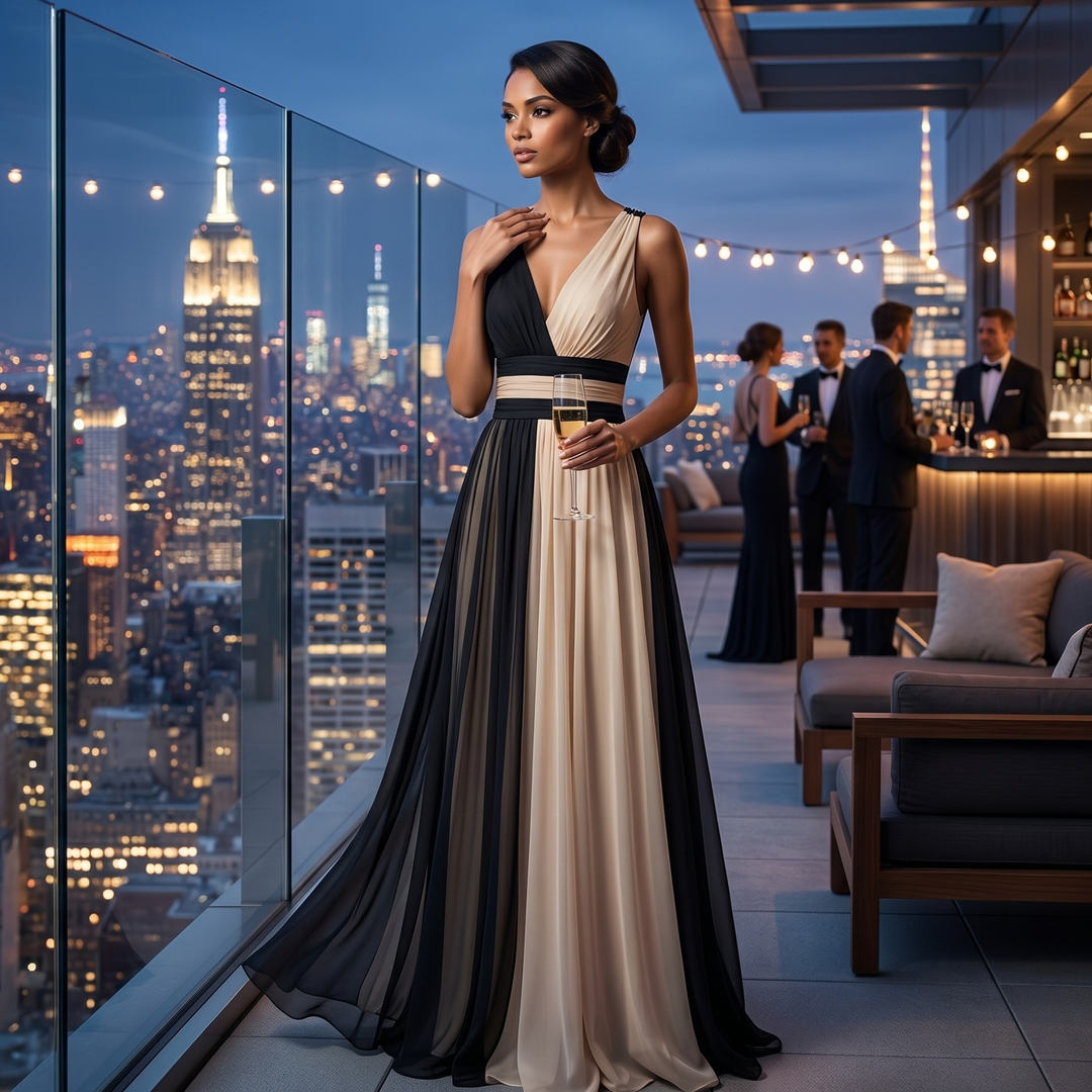 Midnight Champagne Reverie Maxi Dress