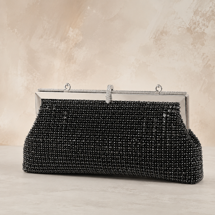 Midnight Noir Crystal Clutch – Black Tie Evening Bag