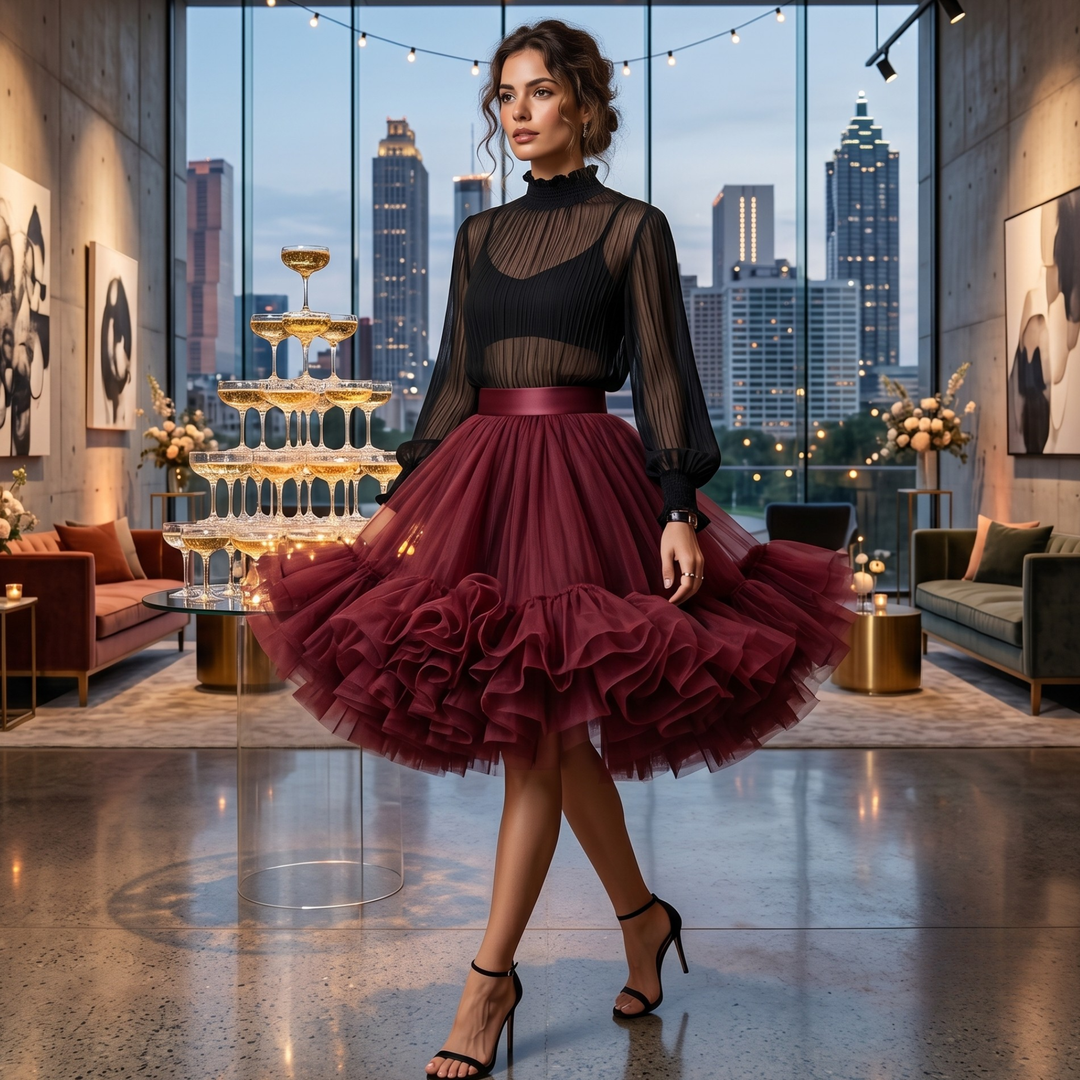 Crimson Promise Burgundy Couture Tulle Skirt