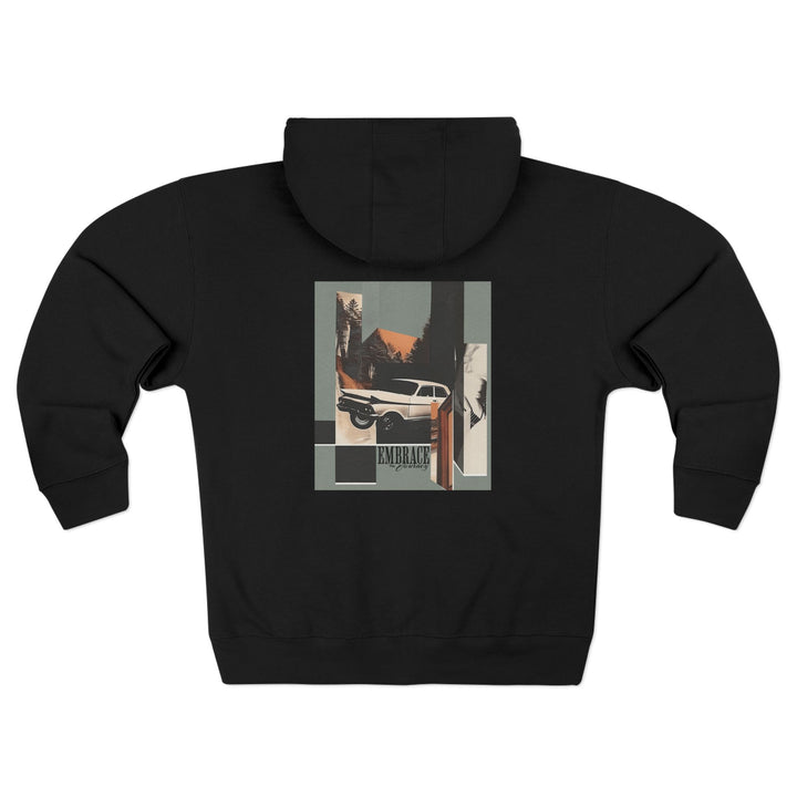 Embrace the Journey – Roadtrip Collage, Unisex Zip Hoodie