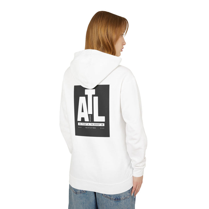 Atlanta Coordinates Hoodie – ATL City Edition, Unisex Lightweight Hooded Sweatshirt (White)