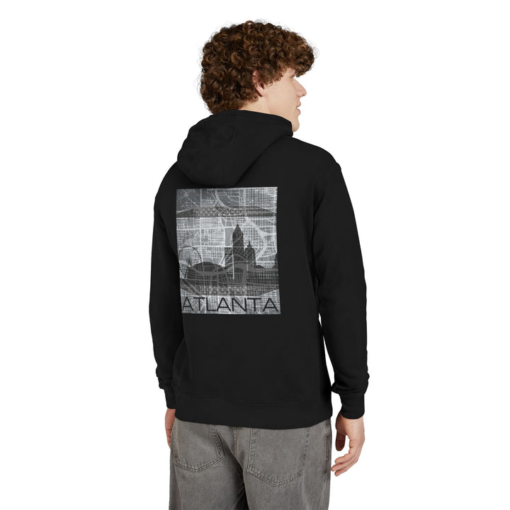 Atlanta Series, Blueprint Cityscape - Unisex French Terry Hoodie (Black)