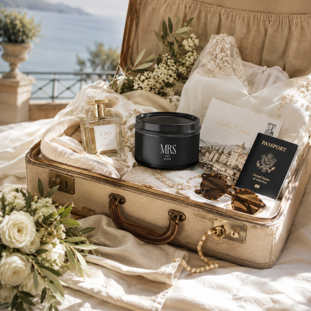 Midnight Union Bride Candle  —  Mrs Est 2026 Spa Retreat Scent