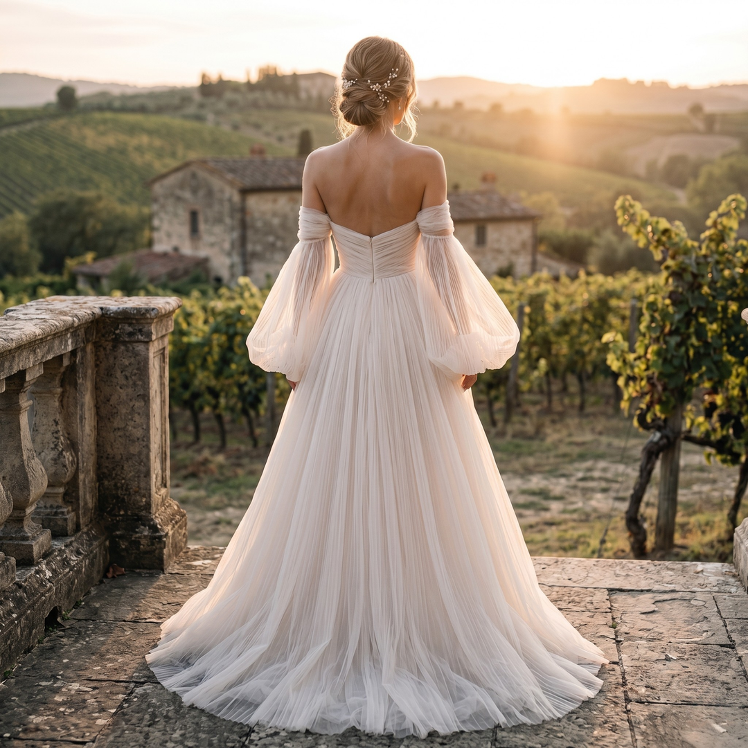 Pearl Union Ivory Whisper Off-Shoulder Tulle Bridal Gown