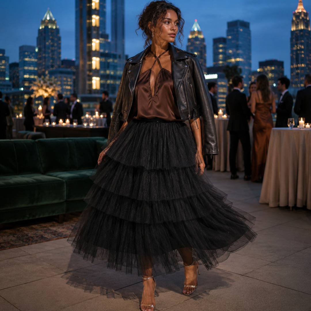 Midnight Reverie Tiered Tulle Skirt