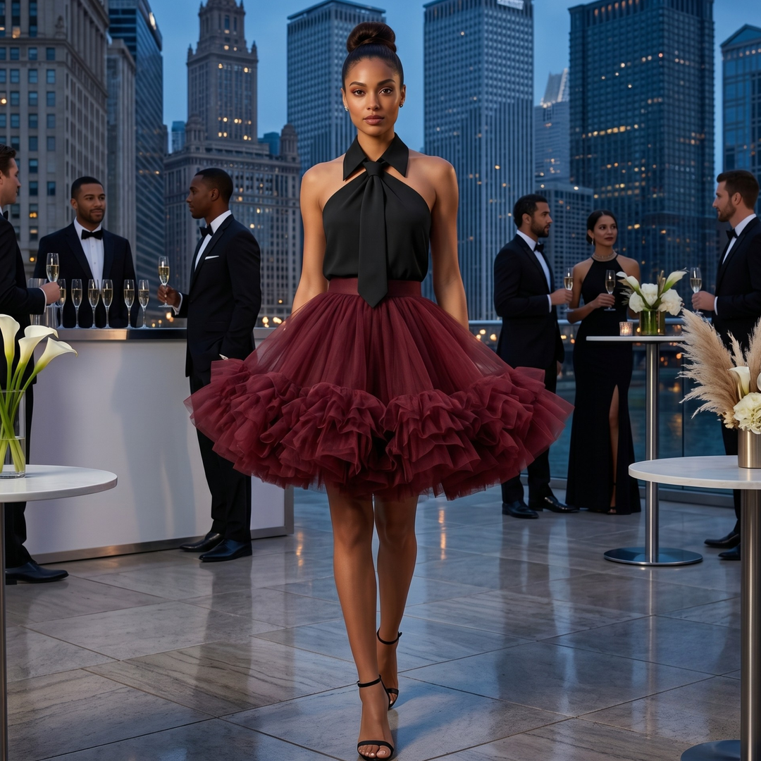 Crimson Promise Burgundy Couture Tulle Skirt