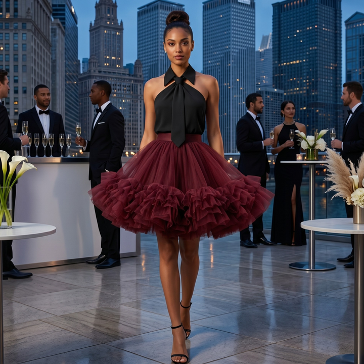 Crimson Promise Burgundy Couture Tulle Skirt