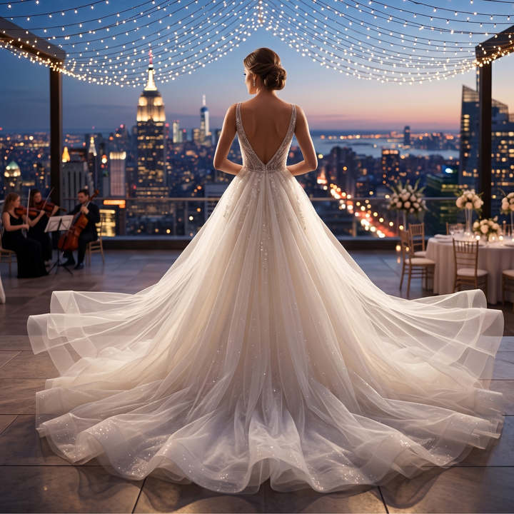 Pearl Union Crystal Skyline Beaded Bridal Gown