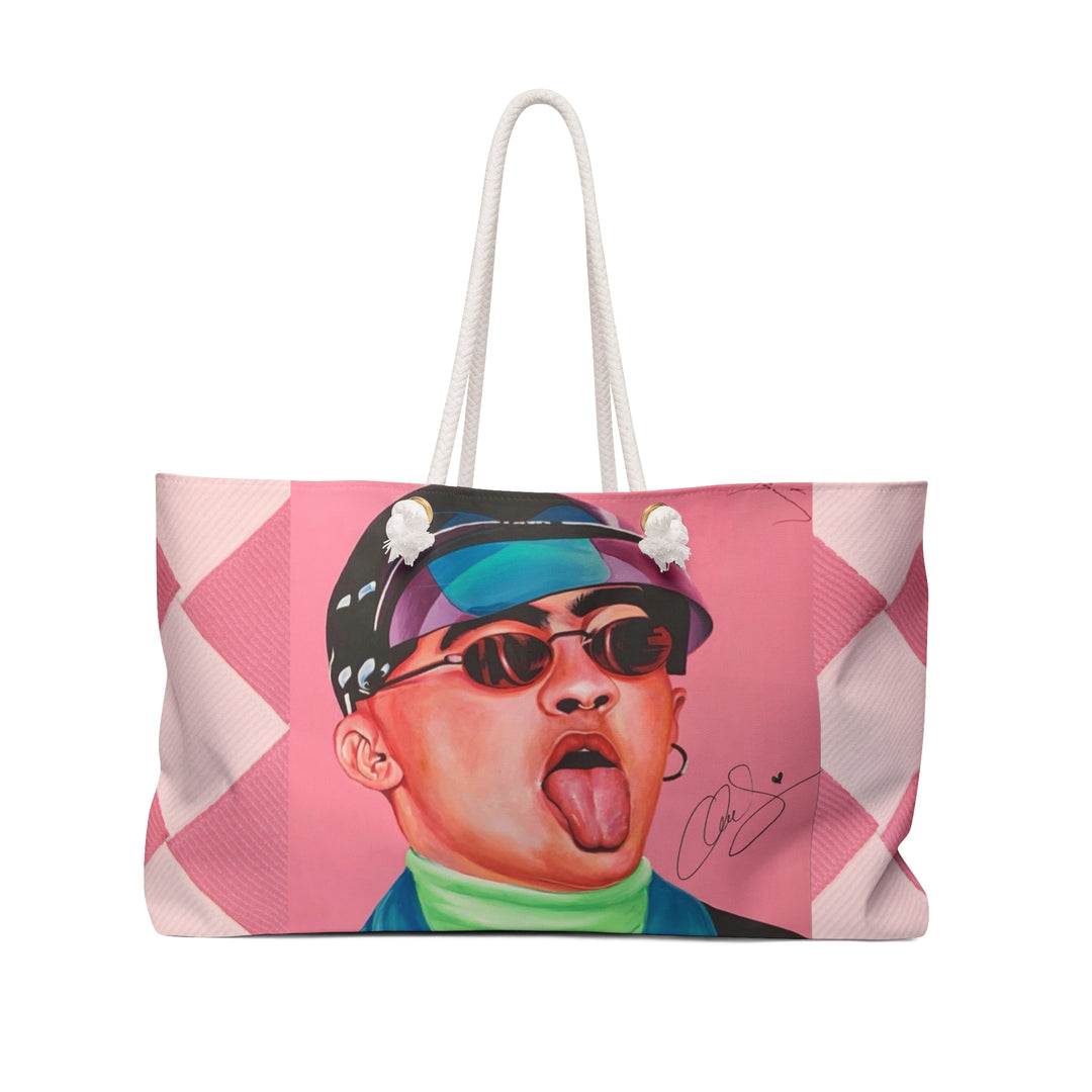 Signature Portrait - Pink Checker Weekender Bag (Inspired by BadBunny) product image from The Tourist Bag
