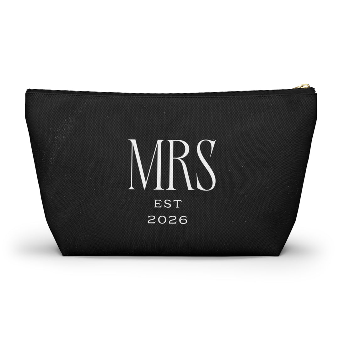 Midnight Union Bridal Pouch  —  Mrs Est 2026 Travel Makeup Bag & Accessory Pouch w T-bottom