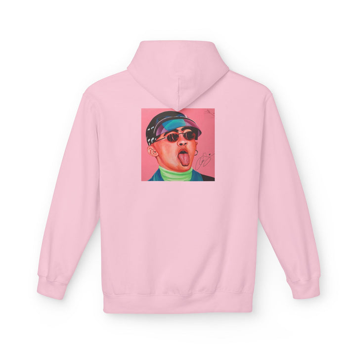 Signature Portrait Unisex Midweight Softstyle Fleece Hoodie (Inspired by Bad*Bunny) (Pink)