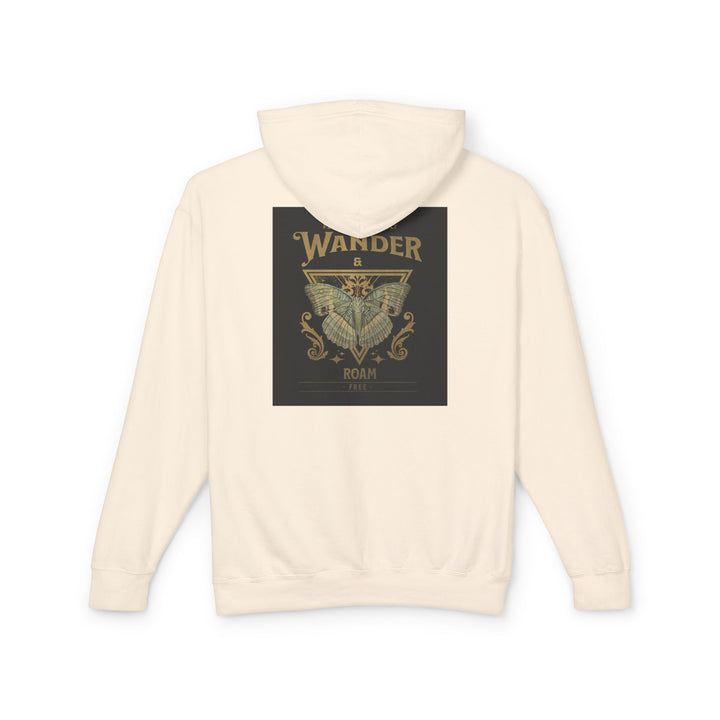 Wander & Roam – Golden Wing Edition, Unisex Lightweight Hooded Sweatshirt (Ivory)