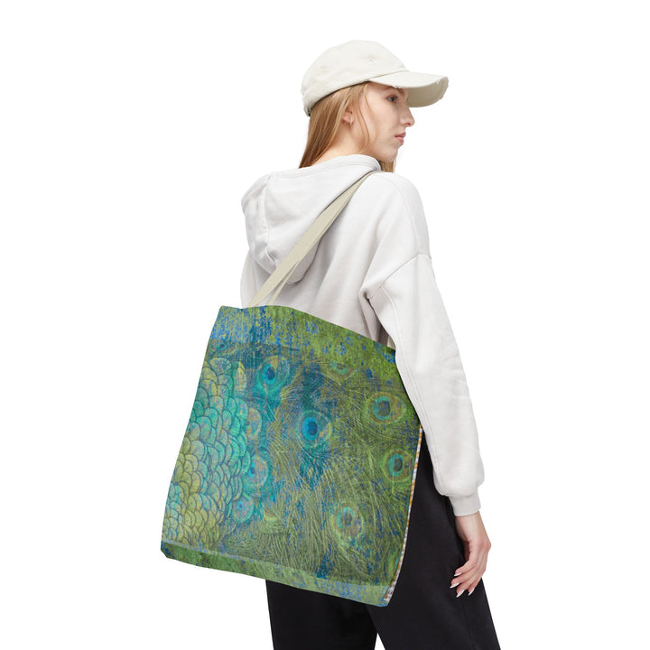 Golden Feather Peacock Tote Bag – Colorful Travel Bag